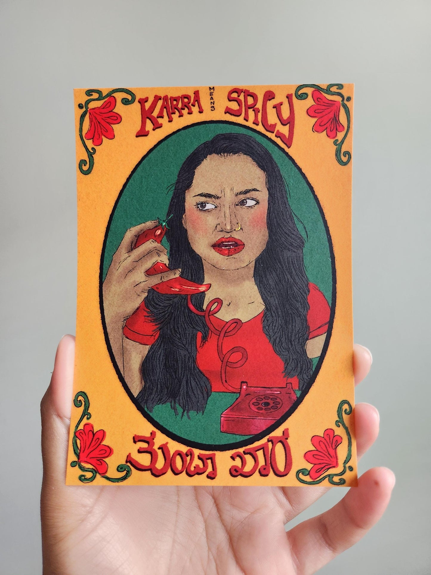 Karra Means Spicy Postcard, 4"x6" Art Print