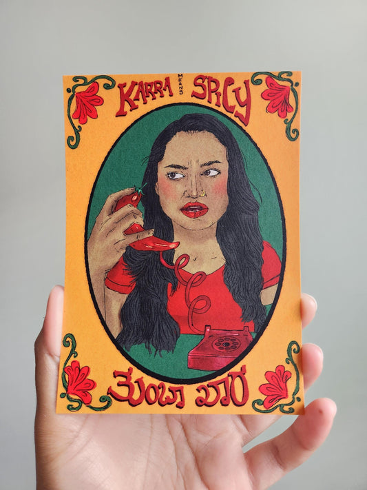 Karra Means Spicy Postcard, 4"x6" Art Print